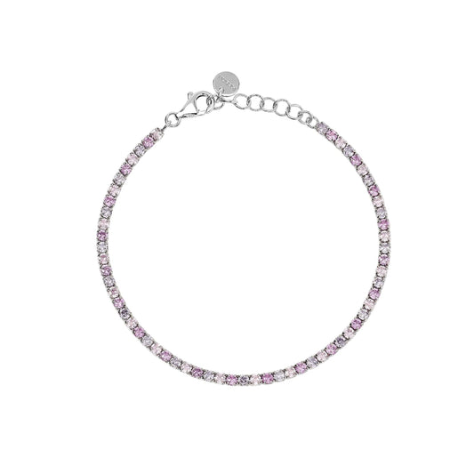 Bracciale Mabina Mini Tennis Junior in argento zirconi rosa 16,5 cm