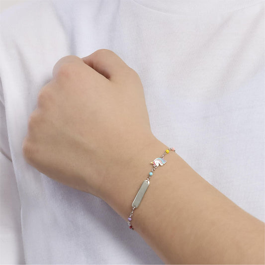 Bracciale catena Mabina Junior in argento unicorno multicolor 14 cm