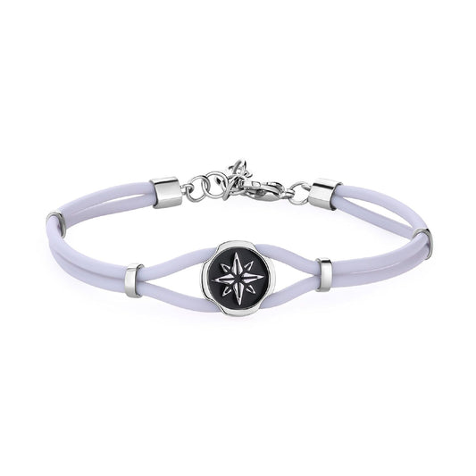 Bracciale uomo S'agapõ Panama in acciaio e gomma grigio con rosa dei venti SPA29-1
