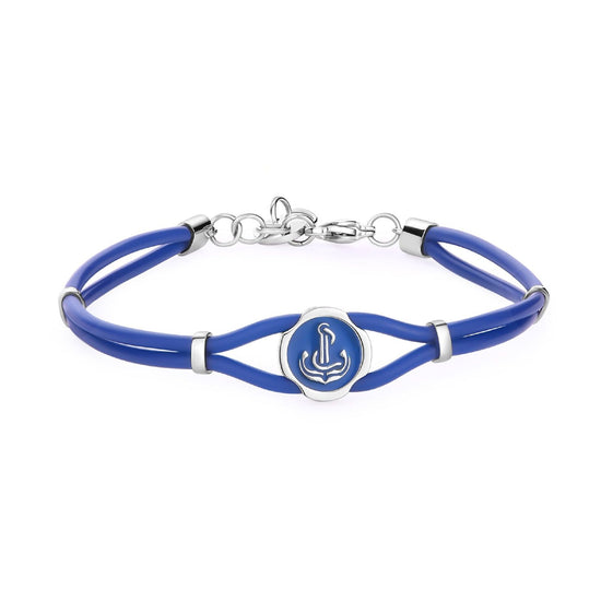 Bracciale uomo S'agapõ Panama in acciaio e gomma blu con ancora SPA30-1