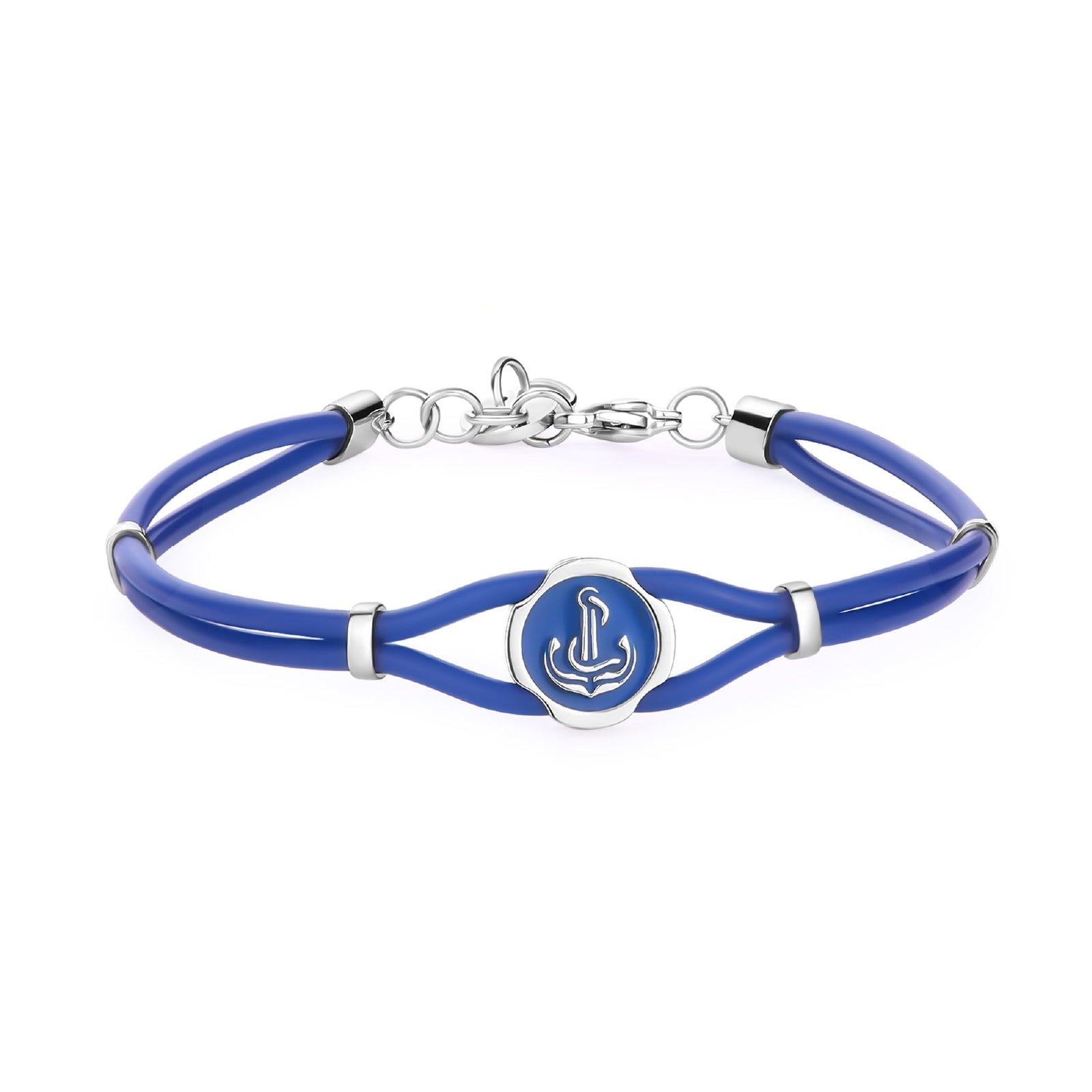 Bracciale uomo S'agapõ Panama in acciaio e gomma blu con ancora SPA30-1