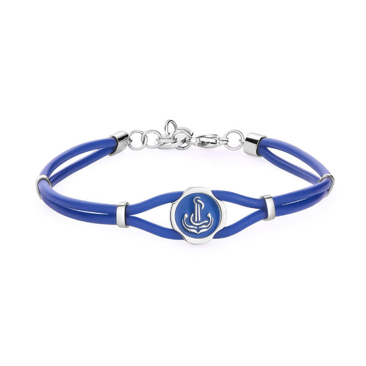 Bracciale uomo S'agapõ Panama in acciaio e gomma blu con ancora SPA30-1