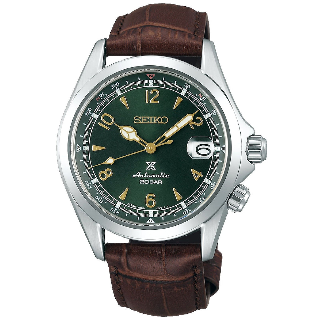 Orologio automatico manuale Seiko Prospex Terra da uomo cassa 39,5mm acciaio quadrante verde cinturino pelle riserva di carica 70h SPB121J1