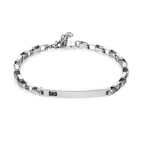 Bracciale uomo S'Agapõ Proud acciaio maglie rettangolari e targa SPD16-1