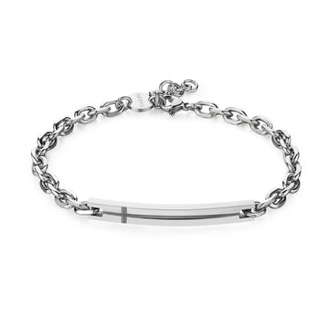Bracciale uomo S'Agapõ Proud acciaio catena rolò e targa con croce SPD20-1