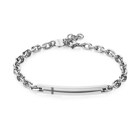 Bracciale uomo S'Agapõ Proud acciaio catena rolò e targa con croce SPD20-1