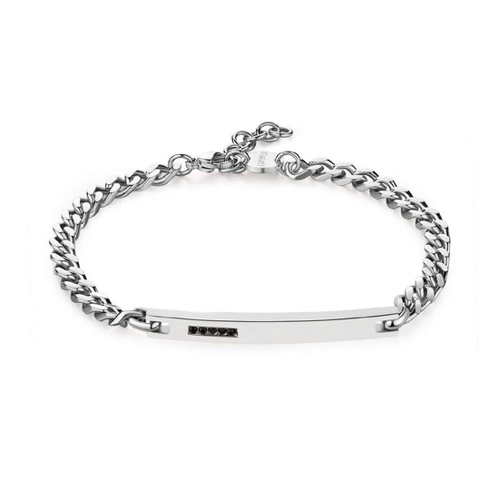 Bracciale uomo S'Agapõ Proud acciaio catena groumette e cristalli neri SPD23-1