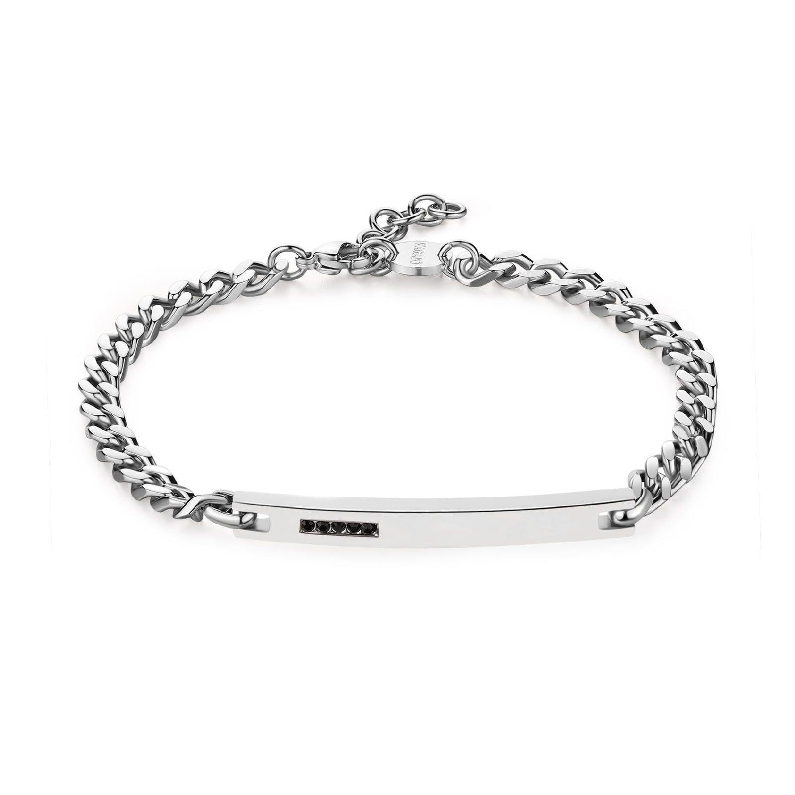 Bracciale uomo S'Agapõ Proud acciaio catena groumette e cristalli neri SPD23-1