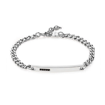 Bracciale uomo S'Agapõ Proud acciaio catena groumette e cristalli neri SPD23-1