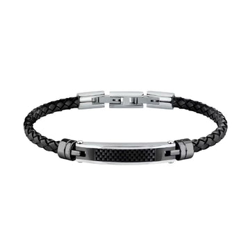 Bracciale uomo Morellato Moody acciaio e pelle nera SQH59-1