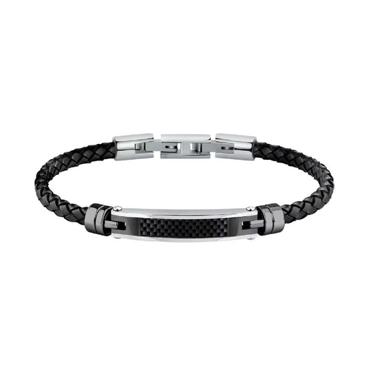 Bracciale uomo Morellato Moody acciaio e pelle nera SQH59-1