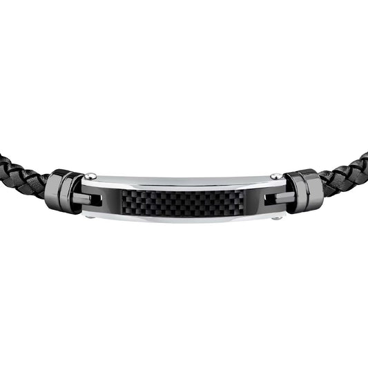 Bracciale uomo Morellato Moody acciaio e pelle nera SQH59-2