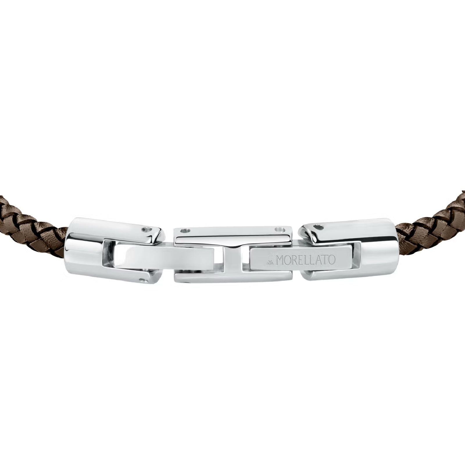 Bracciale uomo Morellato Moody acciaio nero e blu e pelle marrone SQH60-3