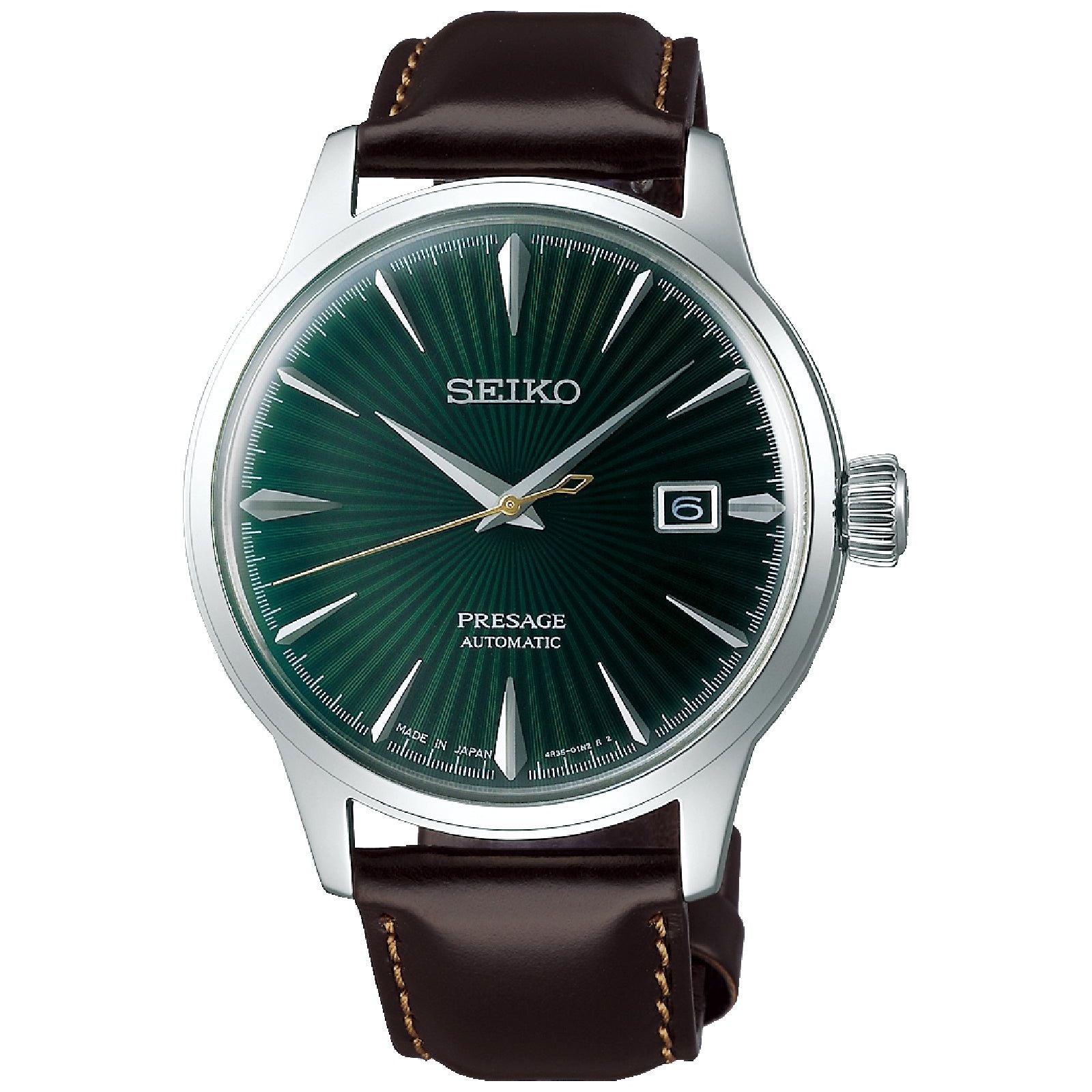 Orologio automatico Seiko Presage uomo in acciaio pelle quadrante verde 40,5mm SRPD37J1-1