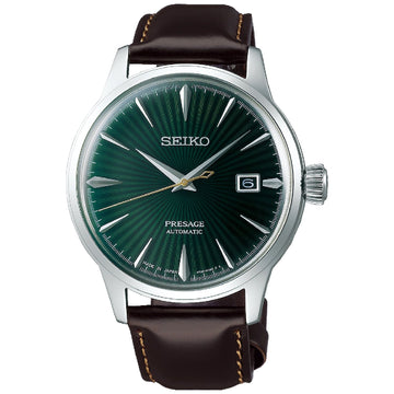 Orologio automatico Seiko Presage uomo in acciaio pelle quadrante verde 40,5mm SRPD37J1-1