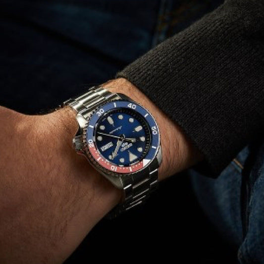 Orologio automatico manuale Seiko 5 Sports uomo acciaio ghiera rossa e blu 42 mm SRPD53K1-2