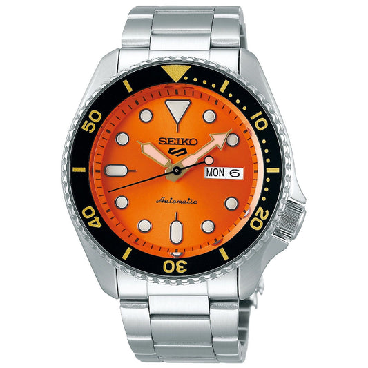 Orologio automatico manuale Seiko 5 Sports uomo acciaio ghiera nero e arancione 42,5 mm SRPD59K1-1