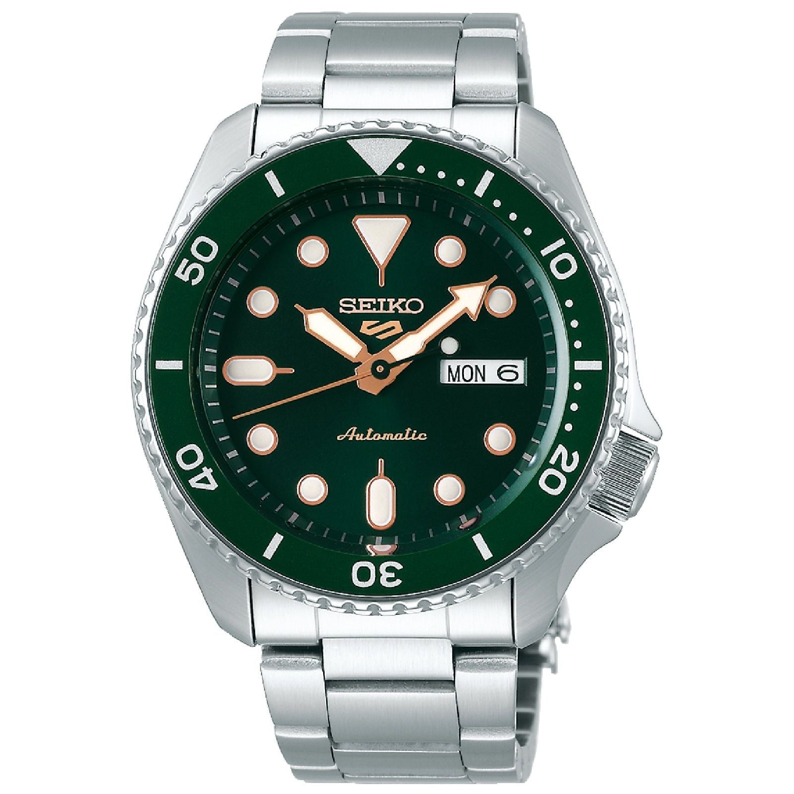 Orologio automatico Seiko 5 Sports uomo acciaio con quadrante verde rosé 42,5mm SRPD63K1-1