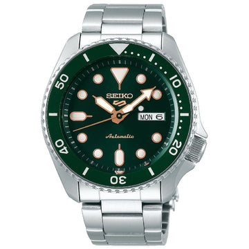 Orologio automatico Seiko 5 Sports uomo acciaio con quadrante verde rosé 42,5mm SRPD63K1-1