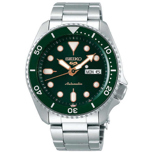 Orologio automatico Seiko 5 Sports uomo acciaio con quadrante verde rosé 42,5mm SRPD63K1-1