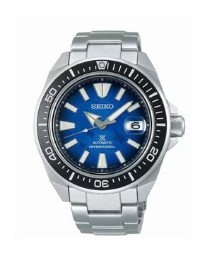 Orologio automatico manuale Seiko Prospex Save The Ocean uomo cassa 43mm bracciale acciaio quadrante blu manta riserva carica 41h SRPE33K1