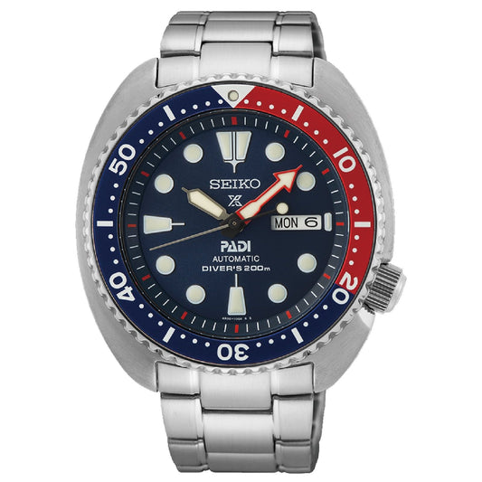 Orologio automatico Seiko Prospex uomo acciaio ghiera blu e rossa 45mm SRPE99K1-1