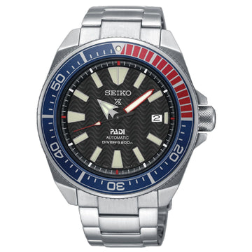 Orologio automatico Seiko Prospex uomo acciaio, nero, ghiera blu rossa 43,8mm SRPF09K1-1