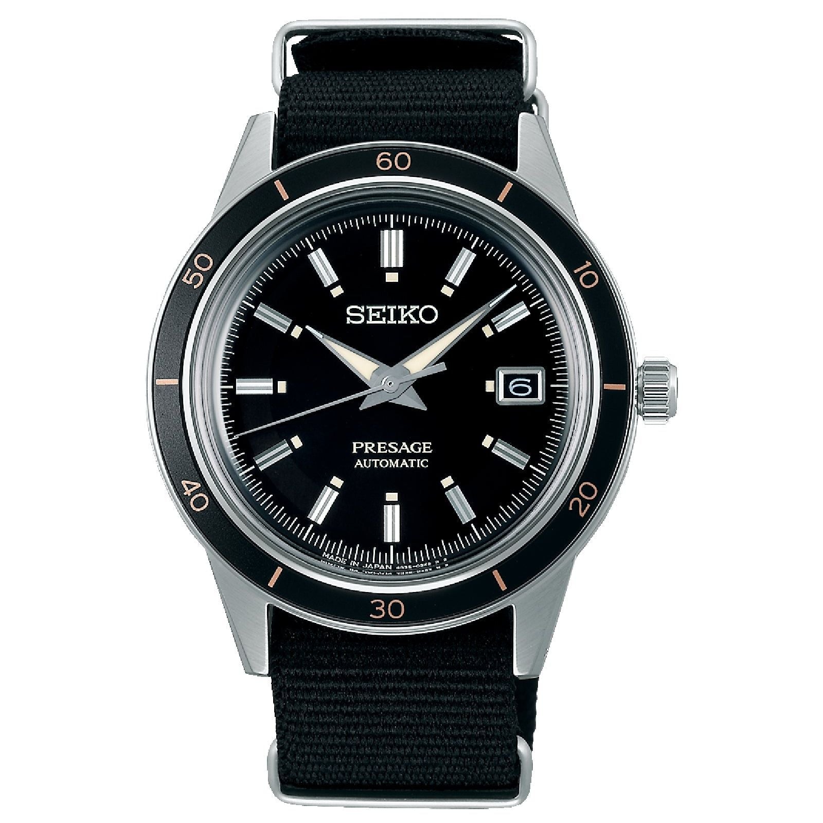 Orologio automatico Seiko Presage uomo acciaio e nylon quadrante nero 40,8mm SRPG09J1-1
