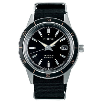 Orologio automatico Seiko Presage uomo acciaio e nylon quadrante nero 40,8mm SRPG09J1-1