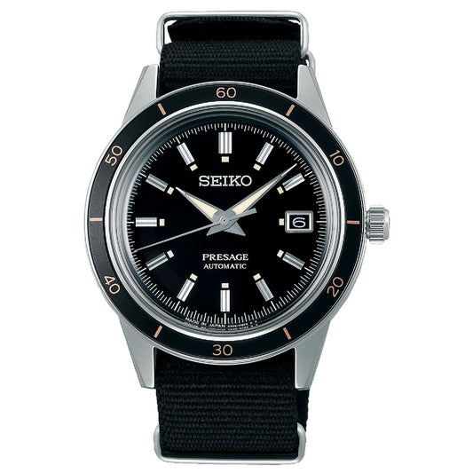 Orologio automatico Seiko Presage uomo acciaio e nylon quadrante nero 40,8mm SRPG09J1-1
