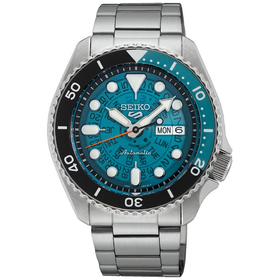 Orologio automatico Seiko 5 Sports uomo acciaio quadrante azzurro ideogrammi 42,5mm SRPJ45K1-1