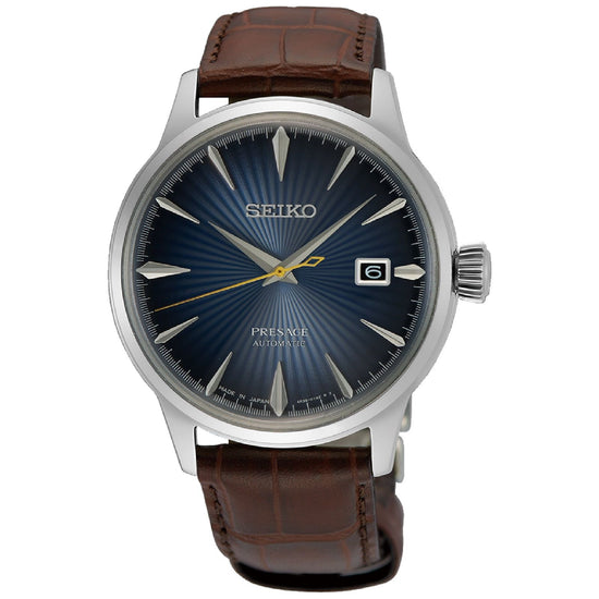 Orologio automatico Seiko Presage uomo acciaio pelle quadrante blu 40,5mm SRPK15J1-1