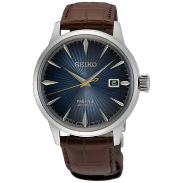 Orologio automatico Seiko Presage uomo acciaio pelle quadrante blu 40,5mm SRPK15J1-1