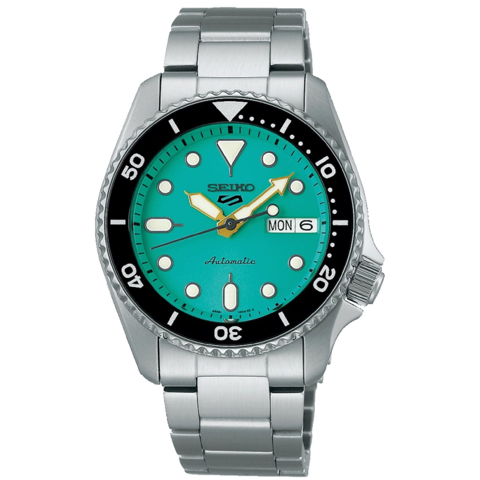 Orologio automatico Seiko 5 Sports uomo acciaio quadrante azzurro ghiera nera 38mm SRPK33K1-1