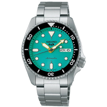 Orologio automatico Seiko 5 Sports uomo acciaio quadrante azzurro ghiera nera 38mm SRPK33K1-1