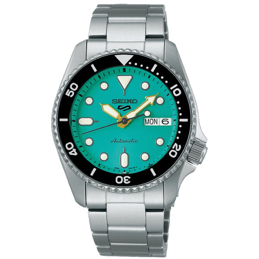 Orologio automatico Seiko 5 Sports uomo acciaio quadrante azzurro ghiera nera 38mm SRPK33K1-1