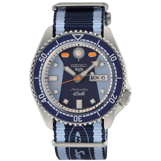 Orologio automatico Seiko 5 Sports Super Cub uomo acciaio nylon azzurro e blu 42,5mm SRPK37K1-1