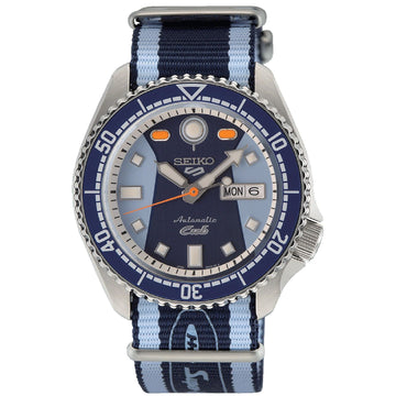 Orologio automatico Seiko 5 Sports Super Cub uomo acciaio nylon azzurro e blu 42,5mm SRPK37K1-1