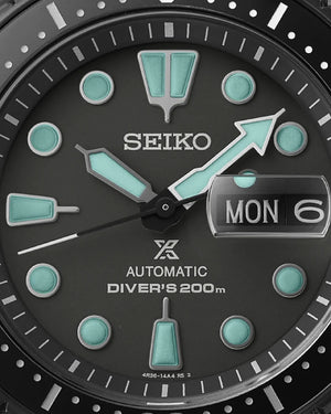 Orologio automatico manuale uomo Seiko Prospex cassa 45mm bracciale in acciaio nero con quadrante nero riserva carica 41h SRPK43K1