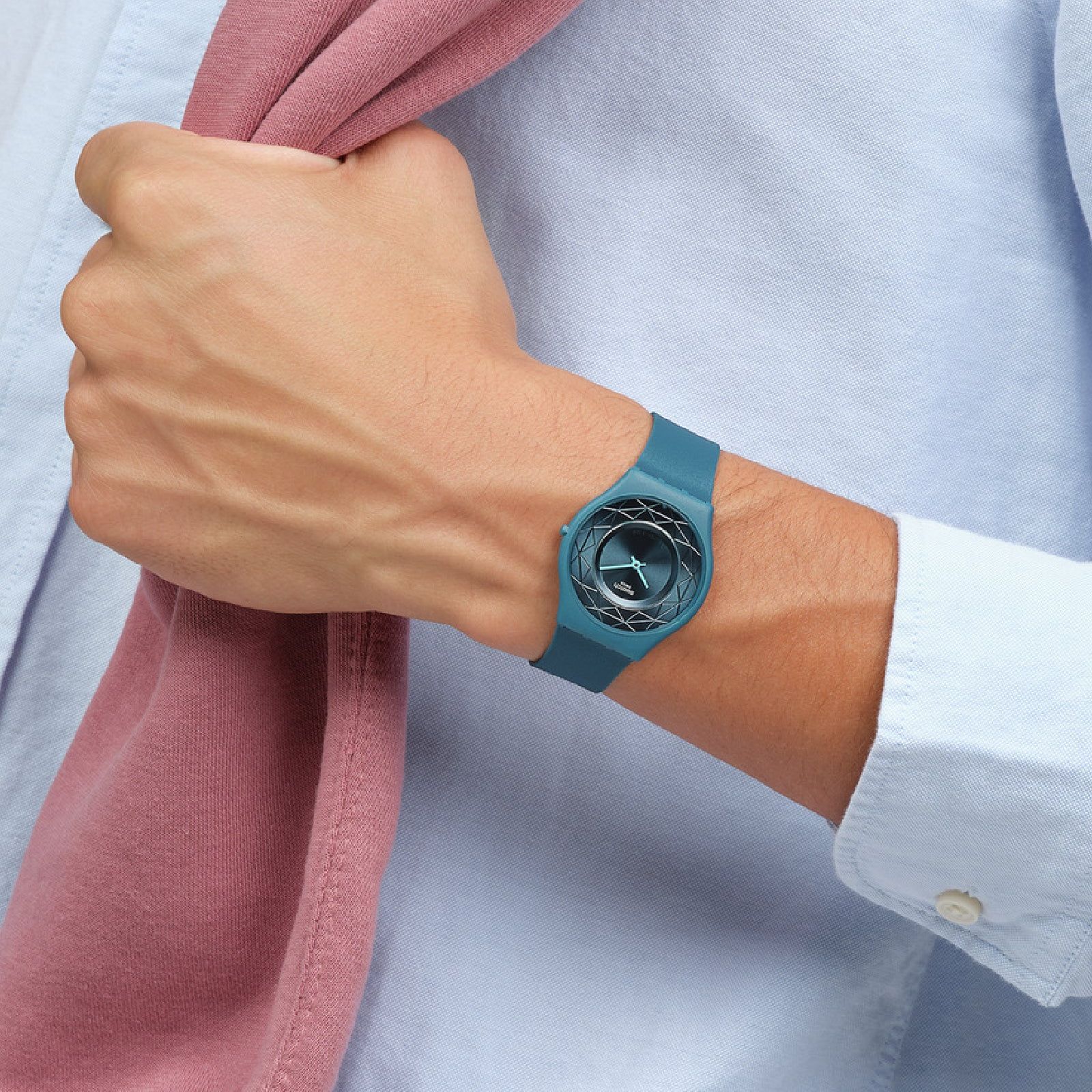 Orologio solo tempo Swatch Holiday Collection unisex materiale biologico verde cassa 34mm SS08N116-4