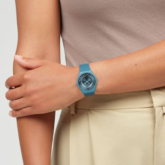 Orologio solo tempo Swatch Holiday Collection unisex materiale biologico verde cassa 34mm SS08N116-5