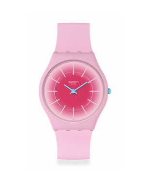 Orologio solo tempo donna Swatch Essentials con cassa 34mm biologica e cinturino in silicone rosa SS08P110