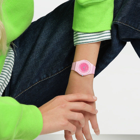Orologi unisex Swatch Essentials cassa origine biologica silicone rosa 34mm SS08P110-4