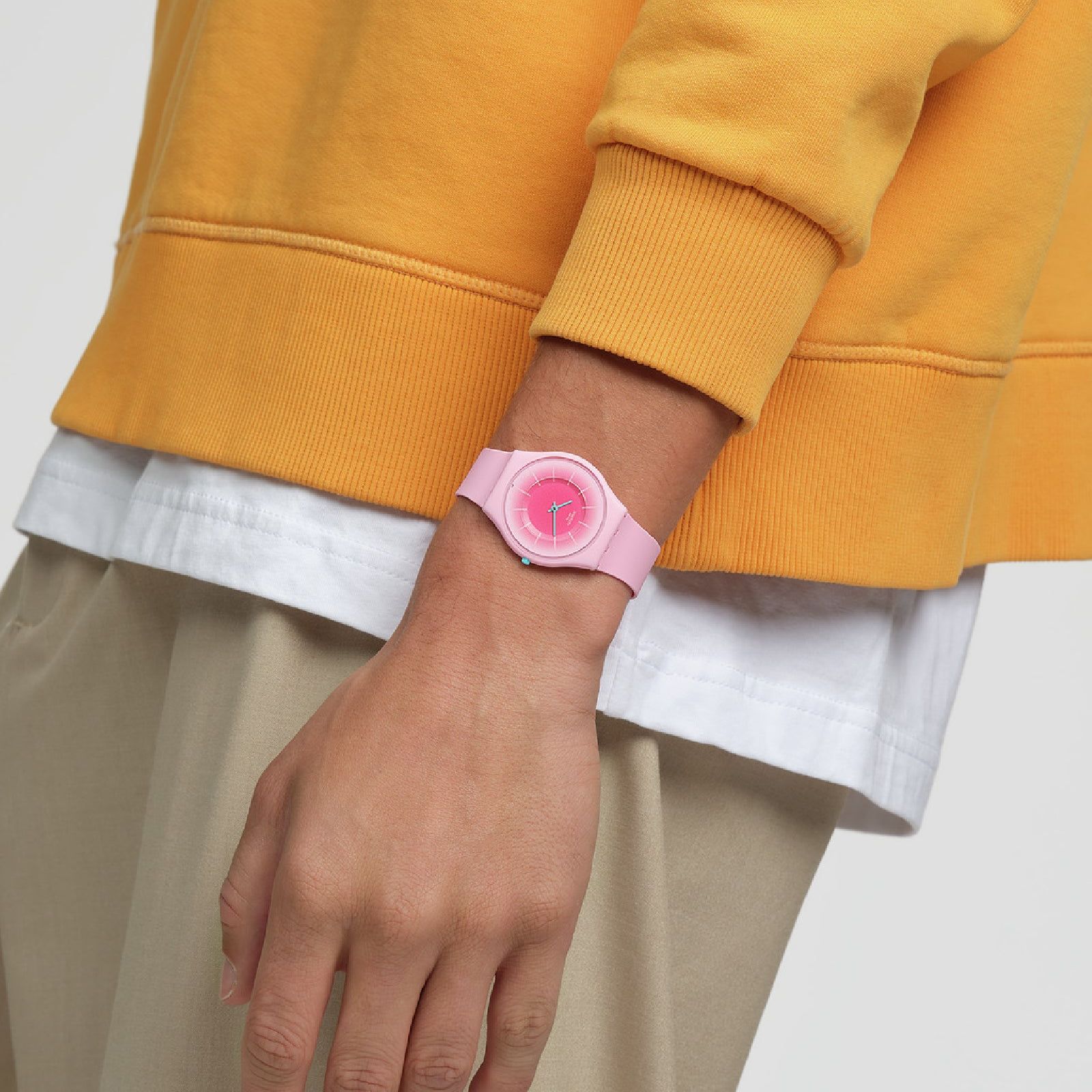 Orologi unisex Swatch Essentials cassa origine biologica silicone rosa 34mm SS08P110-5