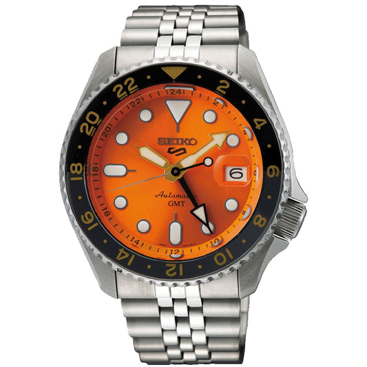 Orologio automatico Seiko 5 Sports GMT SKX uomo acciaio quadrante arancione 42,5mm SSK005K1-1