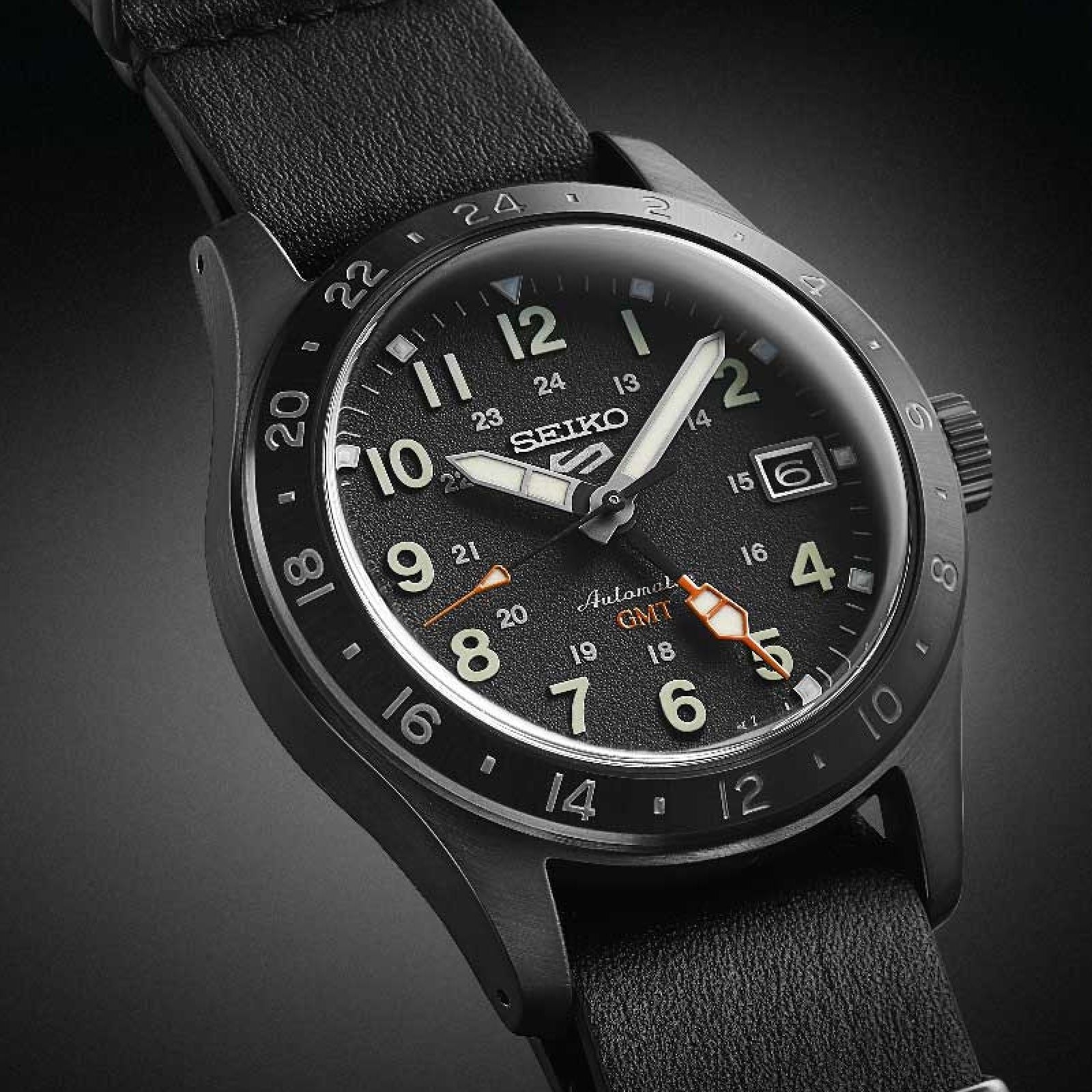 Orologio automatico Seiko 5 Sports uomo acciaio e pelle nera 39mm SSK025K1-2