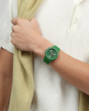Orologio cronografo da uomo Swatch Essentials con cassa 42mm in plastica e cinturino in silicone verde SUSG407