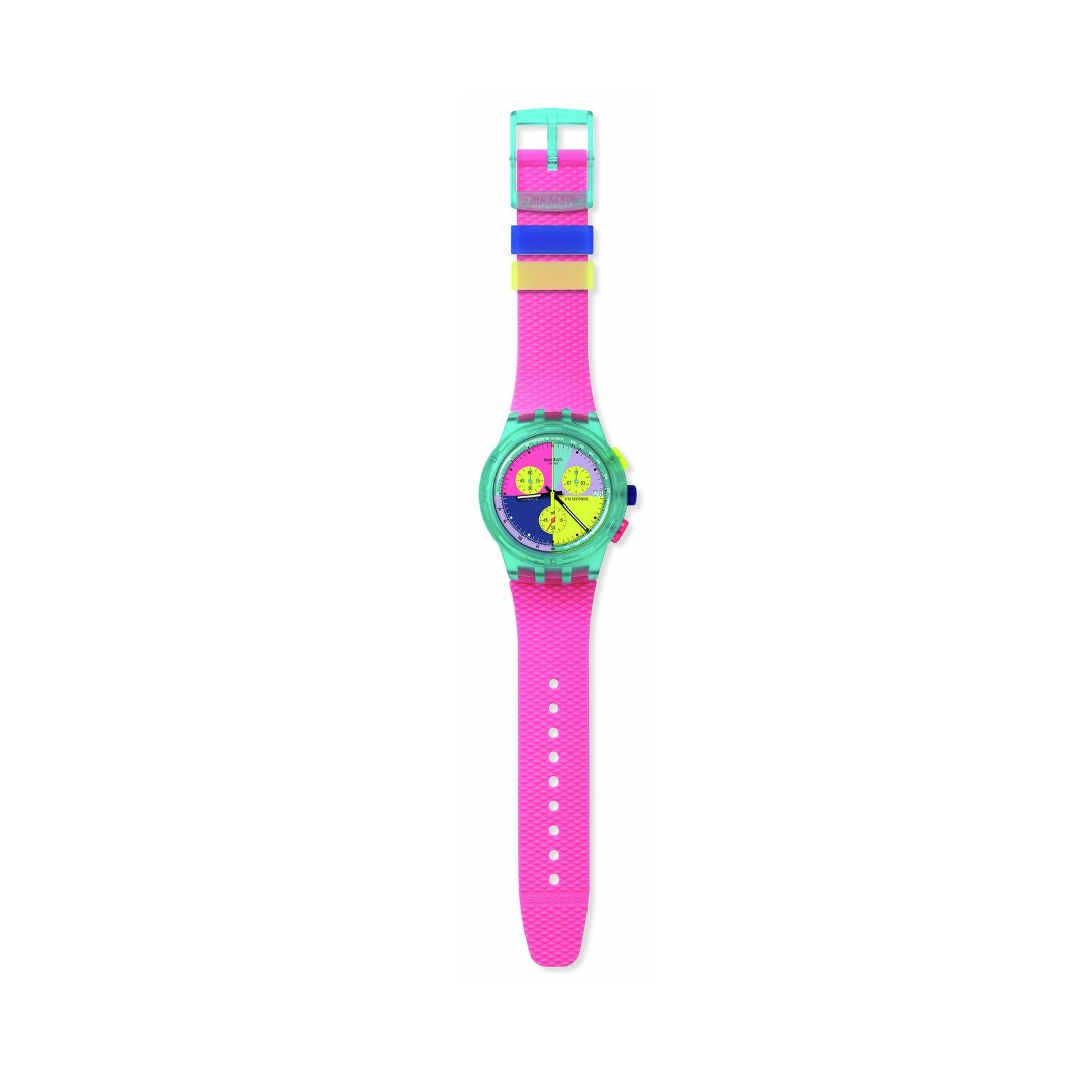 Orologio donna Swatch Neon FLASH ARROW plastica verde quadrante multicolor 42mm SUSG408-2