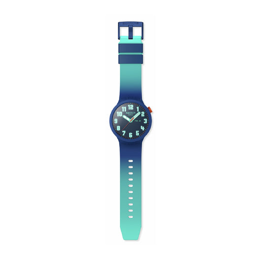 Orologio solo tempo uomo Swatch in silicone e alluminio sfumato
