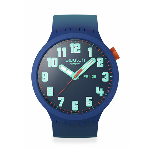 Orologio solo tempo uomo Swatch in silicone e alluminio sfumato